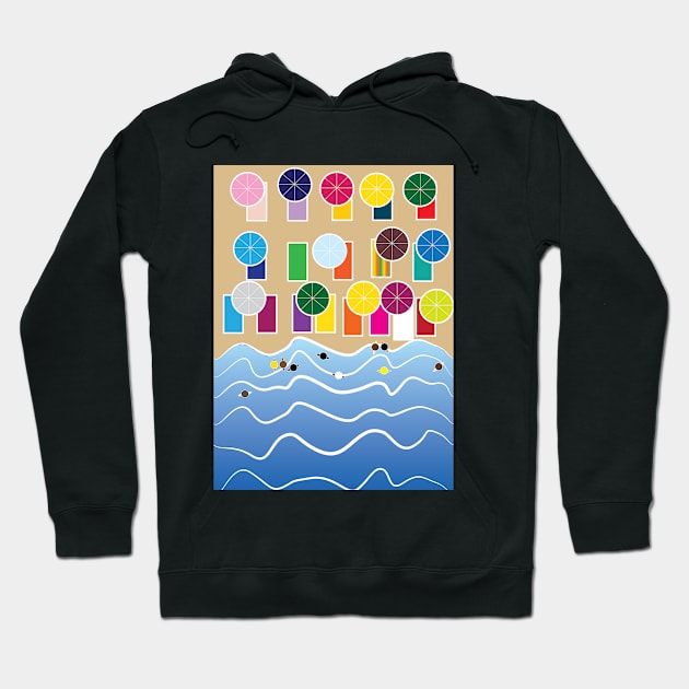 View from the sky of a full beach in summer time Hoodie by Nosa rez